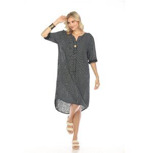 Black Striped Quarter Sleeves Dress